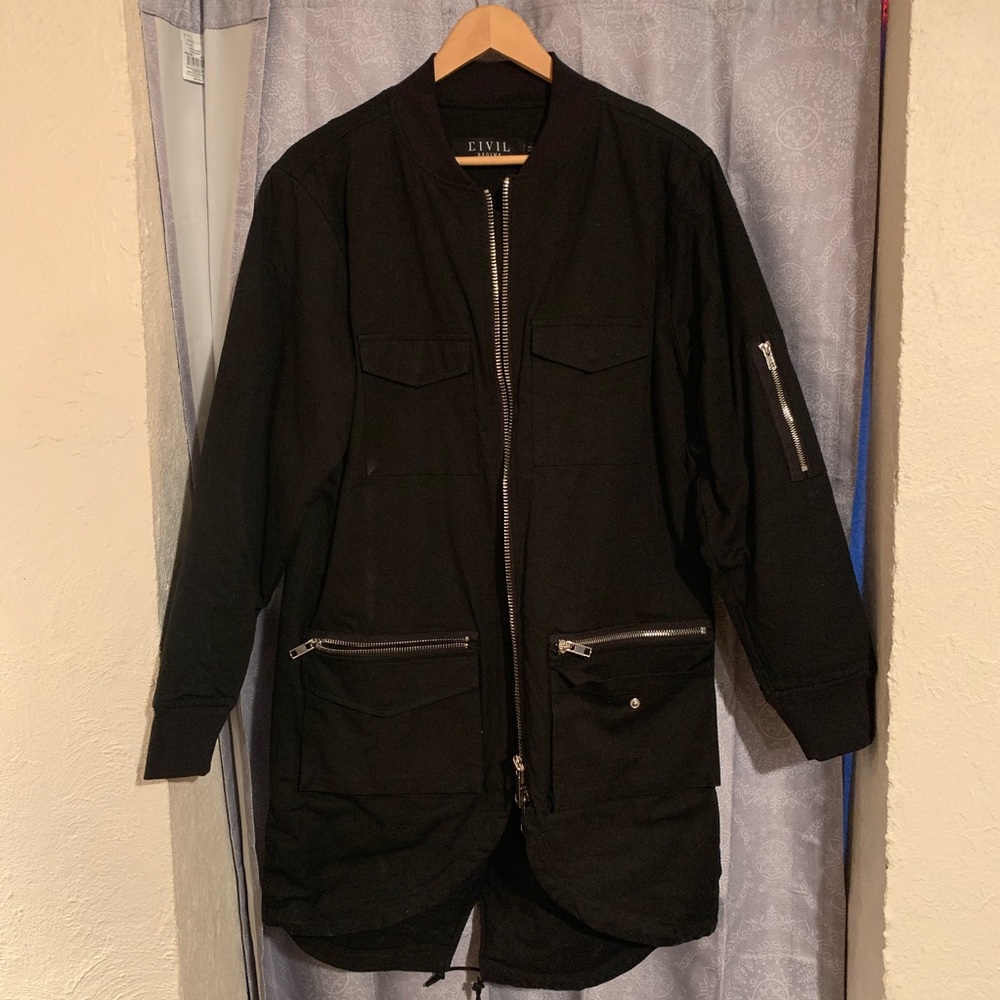 Civil Regime long length bomber jacket